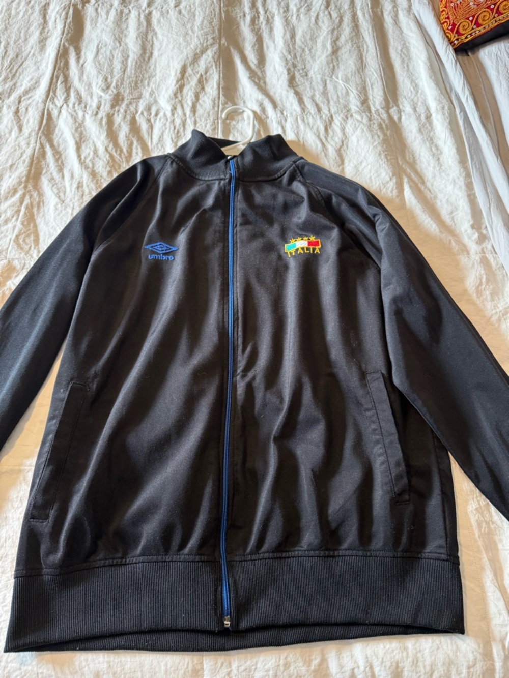 Umbro Black Track Jacket with Blue Zip and Multicolor Crest